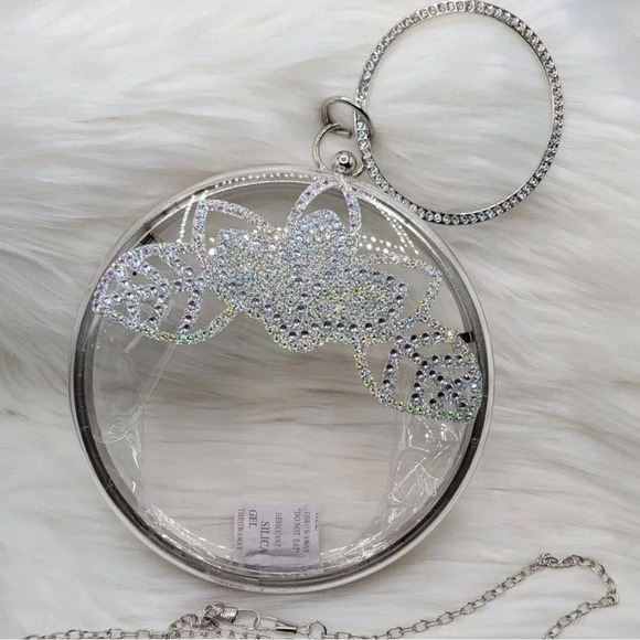 🖤 New Transparent Diamond Clutch/Chain Crossbody Purse🖤 - Picture 2 of 4